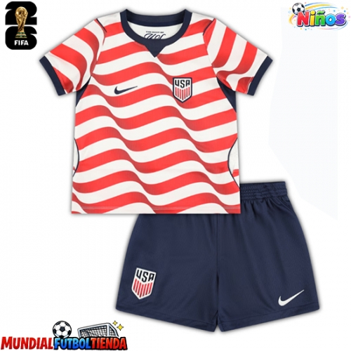 Camiseta Estados Unidos Primera Equipación Replica Mundial 2026 para niños mangas cortas (+ Pantalones cortos)